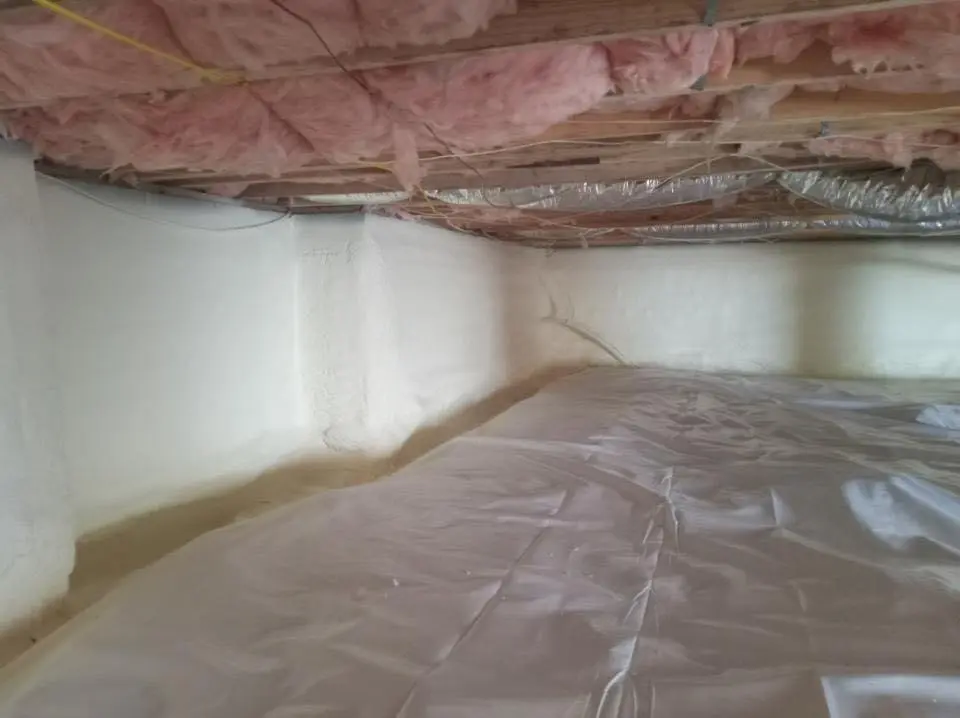 Crawl space encapsulation with closed-cell spray foam for Storm Damage Roof Repair in Galveston